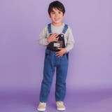 ブルー | デニムツイルコーデュロイチェック切り替えサロペット(80~120cm) | SLAP SLIP