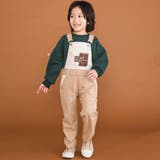 ベージュ | デニムツイルコーデュロイチェック切り替えサロペット(80~120cm) | SLAP SLIP