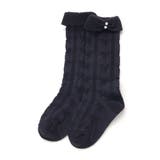 ネイビー | パールビーズ付き折り返しリボンハイソックス(13~21cm) | SLAP SLIP