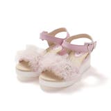 キラキラくしゅくしゅチュールお花モチーフ付きウェッジソールサンダル(16~21c… | SLAP SLIP | 詳細画像13 