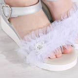 キラキラくしゅくしゅチュールお花モチーフ付きウェッジソールサンダル(16~21c… | SLAP SLIP | 詳細画像4 