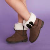 ブラウン | 切り替えスカラップリボンビジュームートンブーツ(15~20cm) | SLAP SLIP