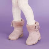 パープル | 切り替えスカラップリボンビジュームートンブーツ(15~20cm) | SLAP SLIP