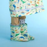 グリーン系 | 【お揃い】はたらくくるま花柄恐竜プリント総柄レインブーツ(13~18cm) | SLAP SLIP