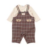 ブラウン系 | アニマルイヌ恐竜プリントボディミニ+チェックサロペット(70~80cm) | SLAP SLIP