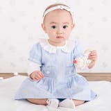 ブルー系(ストライプ) | 花ドットデニムラメドット柄ストライプスモッキング刺しゅうワンピース+ブルマセット… | SLAP SLIP