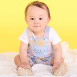 ブルー系 | オシャベリモチーフ刺しゅうサロペット+ボディミニセットベビー(70~80cm) | SLAP SLIP