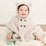 オフホワイト | 【お揃い】クマ耳フード付き裏ボアケーブルマントベビー(50~90cm) | SLAP SLIP