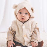 ベージュ | クマ耳付フードブークレニットベストベビー(70~80cm) | SLAP SLIP