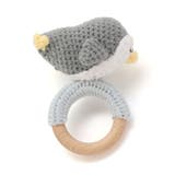グレー(ペンギン) | アニマルクマウサギペンギン恐竜すやすやモチーフ編みぐるみ木製歯がためベビー | SLAP SLIP