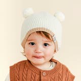 オフホワイト(クマ) | クマウサギ立体モチーフ付きニット帽ベビー(44~48cm) | SLAP SLIP