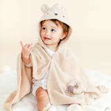 ベージュ(クマ) | 【お揃い】アニマルクマウサギペンギンモチーフお顔フードおくるみベビー | SLAP SLIP