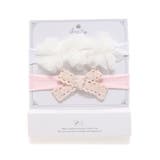 ホワイト | ふわふわフラワー+レースリボンヘアカチューム2点セットベビー | SLAP SLIP