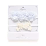 ブルー | ふわふわフラワー+レースリボンヘアカチューム2点セットベビー | SLAP SLIP