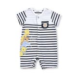 ネイビー系 | 【お揃い】アニマルプリントマルチボーダー半袖ロンパースベビー(60~80cm) | SLAP SLIP