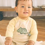 恐竜パッチ刺しゅうボーダー柄ラグラン2WAYロンパースベビー(50~70cm) | SLAP SLIP | 詳細画像5