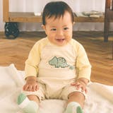 イエロー系 | 恐竜パッチ刺しゅうボーダー柄ラグラン2WAYロンパースベビー(50~70cm) | SLAP SLIP