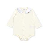 クリームイエロー | 刺しゅう襟付き無地ボーダー柄切替ボディミニベビー(70~80cm) | SLAP SLIP