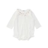 ホワイト(チェリー) | 無地ボーダーレース襟付きボディミニベビー(70~80cm) | SLAP SLIP