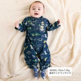 【お揃い】デニムツイル恐竜ロケット総柄ジャンプスーツベビー(70~80cm) | SLAP SLIP | 詳細画像3 