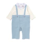 ブルー | アニマルクマさんおしりパッチサロペット重ね着風カバーオールベビー(70~80cm… | SLAP SLIP