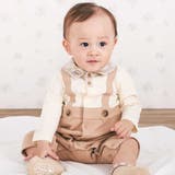 ベージュ | アニマルクマさんおしりパッチサロペット重ね着風カバーオールベビー(70~80cm… | SLAP SLIP