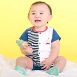 くじらクマ恐竜アニマルおしりモチーフボーダー切り替えロンパースベビー(60~80… | SLAP SLIP | 詳細画像1 