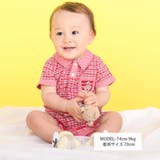 クマアニマル刺しゅう胸ポケット襟付きチェック半袖ロンパースベビー(70~80cm… | SLAP SLIP | 詳細画像2 