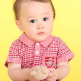 クマアニマル刺しゅう胸ポケット襟付きチェック半袖ロンパースベビー(70~80cm… | SLAP SLIP | 詳細画像3 