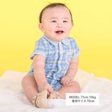 クマアニマル刺しゅう胸ポケット襟付きチェック半袖ロンパースベビー(70~80cm… | SLAP SLIP | 詳細画像4 