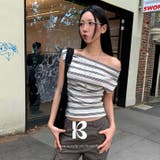 OATMEAL | クリ ストライプオフショルダー半袖Tシャツ ts1520 | BEIDELLI