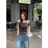 クリ ストライプオフショルダー半袖Tシャツ ts1520 | BEIDELLI | 詳細画像1