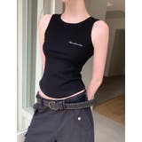 BLACK | ロッカーレターリングリブタンクトップ DS26133 | BEIDELLI