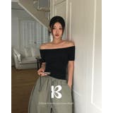 BLACK | ミューズ、スリムフィットオフショルダー半袖Tシャツ ts1416 | BEIDELLI
