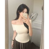 ミューズ、スリムフィットオフショルダー半袖Tシャツ ts1416 | BEIDELLI | 詳細画像3