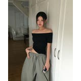 ミューズ、スリムフィットオフショルダー半袖Tシャツ ts1416 | BEIDELLI | 詳細画像16