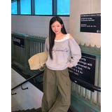 GRAY | ペニ レイヤードストリングオフショルダースウェット ts1486 | BEIDELLI