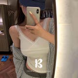 WHITE | ロメン Vネックレースキャミソール ts1462 | BEIDELLI