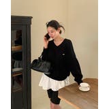 BLACK | シルエット、サマーVネックルーズフィットニット nt1300 | BEIDELLI