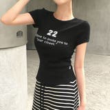 BLACK | タイニー、リブレタリング半袖Tシャツ ts1417 | BEIDELLI