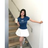 BLUE | タイニー、リブレタリング半袖Tシャツ ts1417 | BEIDELLI