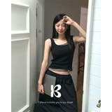 BLACK | トマト、リブレイヤードキャミソール ts1420 | BEIDELLI