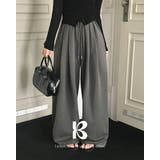 CHARCOAL | 平方、ワイドゴムウエストロングパンツ pt1446 | BEIDELLI