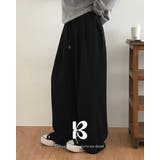 BLACK | 平方、ワイドゴムウエストロングパンツ pt1446 | BEIDELLI