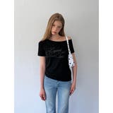 BLACK | フォーカス オフショルグリッターTシャツ DS26129 | BEIDELLI