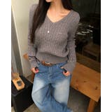 GRAY | ハイドゥン ケーブルVネックニット DG26636 | BEIDELLI