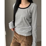 WHITE | ウィドゥン ストライプUネック長袖Tシャツ DS26237 | BEIDELLI