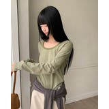 KHAKI | ウィドゥン ストライプUネック長袖Tシャツ DS26237 | BEIDELLI