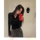 BLACK | スリット リブ長袖ジップアップ DS26030 | BEIDELLI