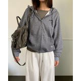 GRAY | レター ルーズストライプフードジップアップ DS25133 | BEIDELLI